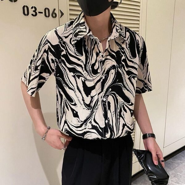 Premium Ice Silk Flower Short Sleeve Oversized Thin Hawaiian Shirt