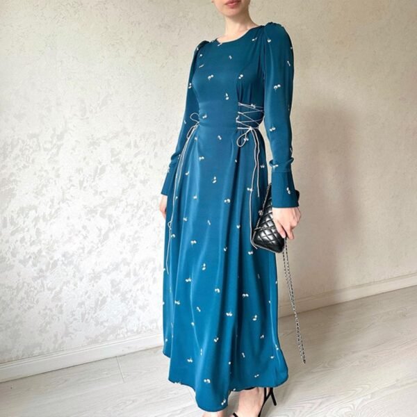 Women Lace-up Abayas Dubai Kaftan