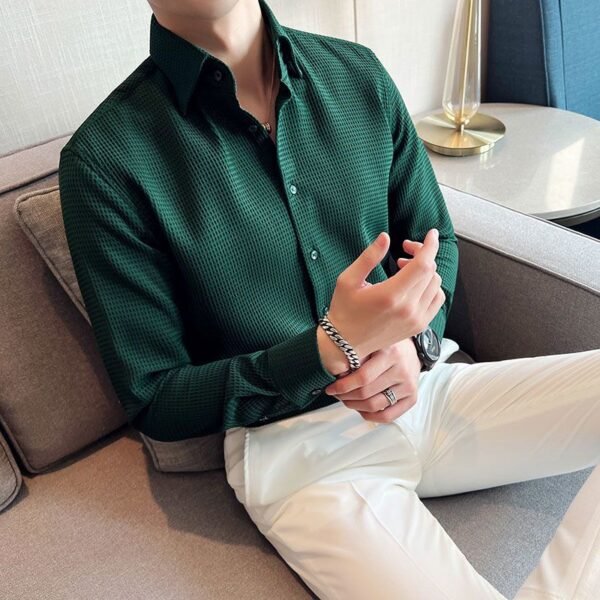 Mens Waffle Collar Full Sleeve Shirt